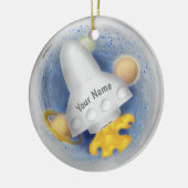 Witte Raketschip Keramisch Ornament (Links)