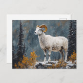 Witte Ram op de besneeuwde berg Briefkaart (Voorkant / Achterkant)