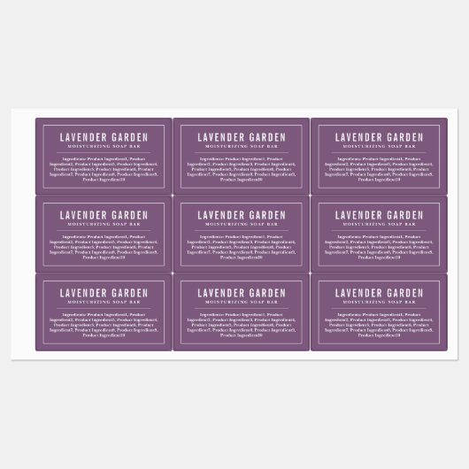 Witte rand en lijnen bewerkbare kleuringrediënten labels (Vel)