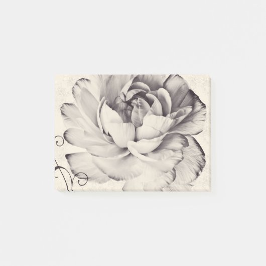 Witte Ranunculus Flower Black achtergrond Post-it® Notes (Voorkant)