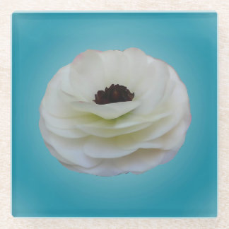 Witte Ranunculus Flower Glass Onderzetter Glazen Onderzetter