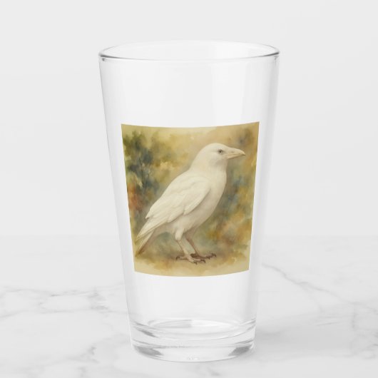 Witte Raven Aquarel Glas (Voorkant)