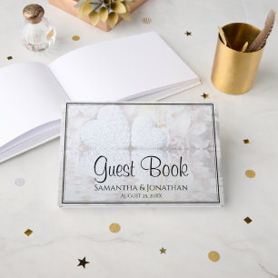 Witte reflecterende volken en hart Elegant bruilof Gastenboek