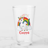 Witte & Regenboog Eenhoorn Gepersonaliseerde Naam Glas (Voorkant)