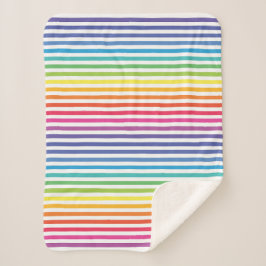 Witte regenboog horizontale strepen sherpa deken