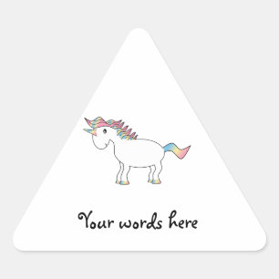 Witte regenboogeenhoorn driehoek sticker