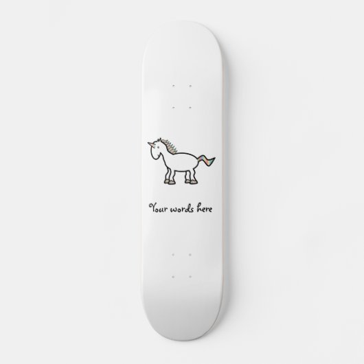 Witte regenboogeenhoorn skateboard (Voorkant)
