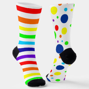 Witte regenboogspots/Stripes Crew Socks Sokken