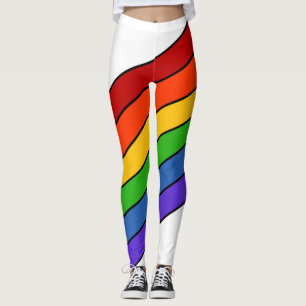 Witte regenboogstrips leggings
