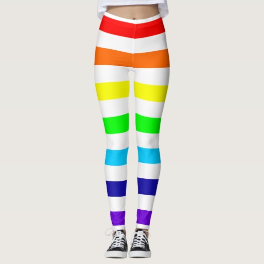 Witte regenboogstrips Leggings (Voorkant)