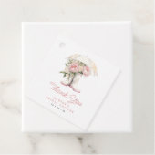 Witte regenlaarzen & roze pioenrozen Vrijgezellenf Bedankjes Labels (In situ)