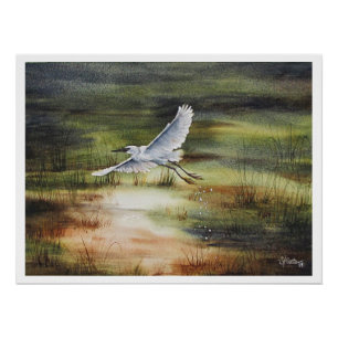 Witte Reiger Aquarel Perfect Poster
