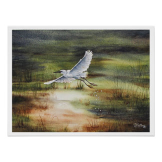Witte Reiger Aquarel Perfect Poster