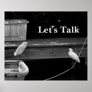 Witte reigers bij bootsteiger Laten we het hebben Poster