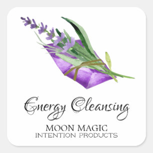 Witte reinigingsintentie kaars vierkante labels