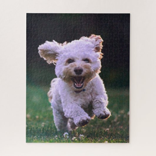 Witte Ren Poodle Aardige Hond Legpuzzel (Verticaal)