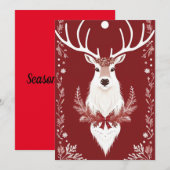 Witte Rendier Vlak Kerstkaart (Voorkant / Achterkant)