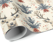 Witte rendieren en warme beige cadeaupapier (Rol Hoek)