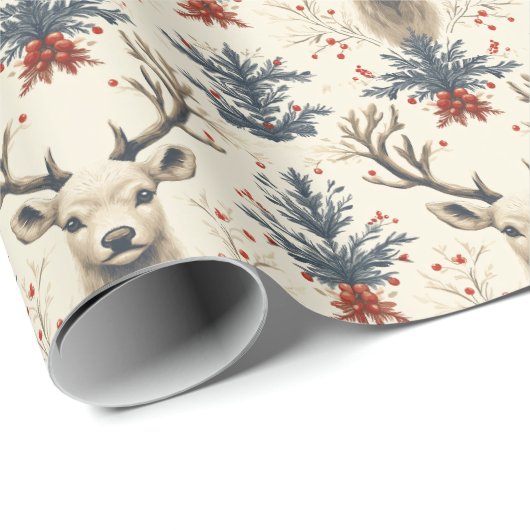 Witte rendieren en warme beige cadeaupapier (Rol Hoek)