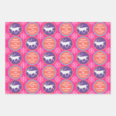 Witte rendierkleurige kerstset inpakpapier vel (Voorkant)