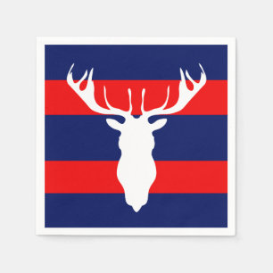 Witte rendierSilhouette Red Navy Blue Stripes Servet