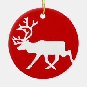 Witte rendiervis / Cariou Silhouette Keramisch Ornament