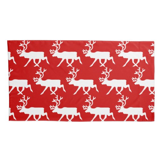 Witte rendiervis / Cariou Silhouette Kussensloop (Achterkant-Rechts)