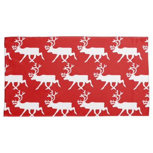 Witte rendiervis / Cariou Silhouette Kussensloop (Voorkant-Rechts)