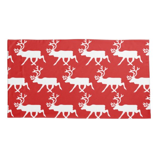 Witte rendiervis / Cariou Silhouette Kussensloop (Achterkant-Links)