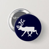 Witte rendiervis ronde button 5,7 cm (Voorkant /achterkant)