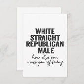 Witte, republikeinse mannetjesrepubliek bedankkaart (Voorkant / Achterkant)