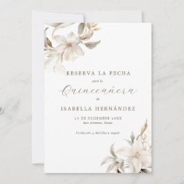 Witte Reserva la Fecha Spaanse Quinceañera Save The Date