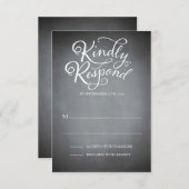 Witte respons voor script in Chalkboard RSVP Kaartje (Voorkant / Achterkant)