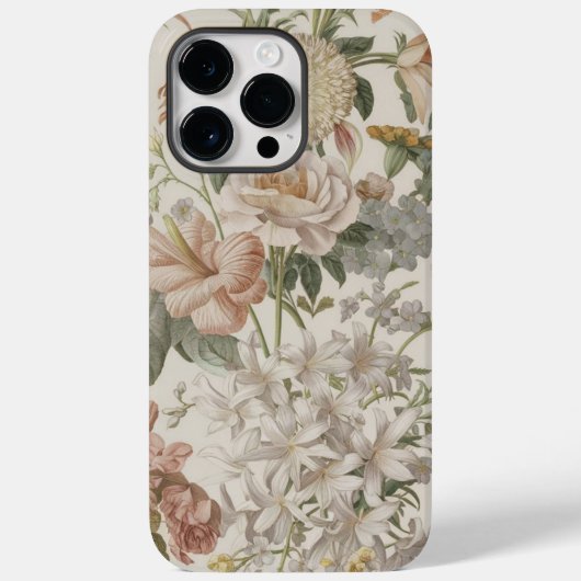 Witte Retro  Bloemen Boho Esthetisch Case-Mate iPhone Case (Achterkant)