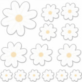 Witte Retro Daisy Sticker (Voorkant)
