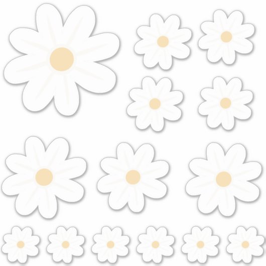 Witte Retro Daisy Sticker (Voorkant)