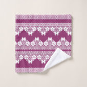 Witte Retro Kant vlinders Bourgondië Bad Handdoek (Wasdoekje)