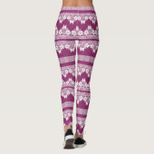 Witte Retro Kant vlinders Bourgondië Leggings (Achterkant)