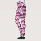 Witte Retro Kant vlinders Bourgondië Leggings (Links)