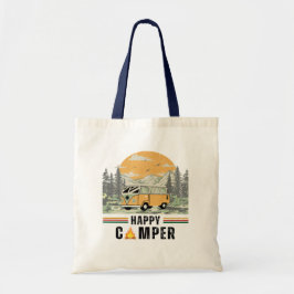 Witte Retro Mountain Adventure Camper Van Tote Bag