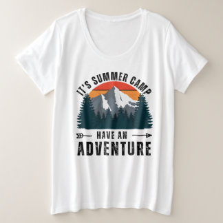 Witte  Retro Zomeravontuur Groot Grote Maat T-shirt