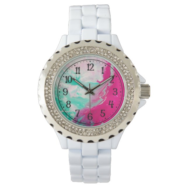 Witte Rhinestone horloge voor vrouwen (Voorkant)