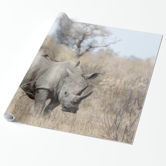 Witte Rhino Cadeaupapier (Uitgerold)