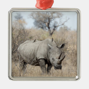 Witte Rhino Metalen Ornament