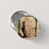 Witte rhino ronde button 3,2 cm (Voorkant /achterkant)