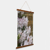Witte Rhododendron Blooms en Bamboe Bloemen Hangend Wandkleed (Gebogen)