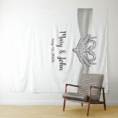 Witte Ribbon Zilveren Zwanen Huwelijksachtergrond Wandkleed (In Situ (horizontaal))