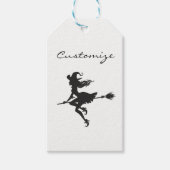 Witte Riding Broom Thunder_Cove Halloween Cadeaulabel (Voorkant)