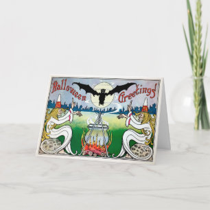  Witte Robed Witches Halloween Kaart