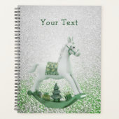 Witte Rocking Paard Groene Kerstvakantie Planner (Voorkant)